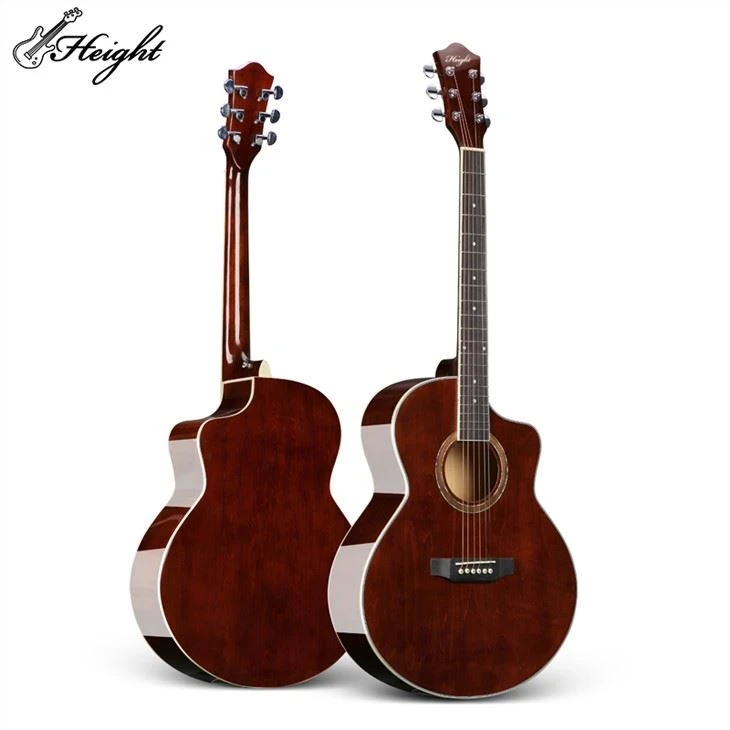 Chitarra acustica a corpo solido nera lucida